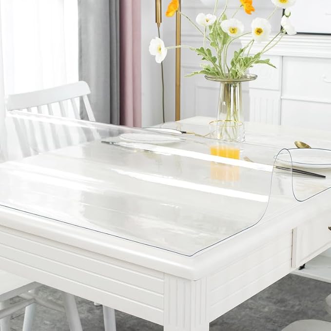 Warmstar Clear Table Cover Protector, 42 x 102 Inch, 1.5mm Thick PVC, Rectangle, Desk & Dining Table Protector Mat