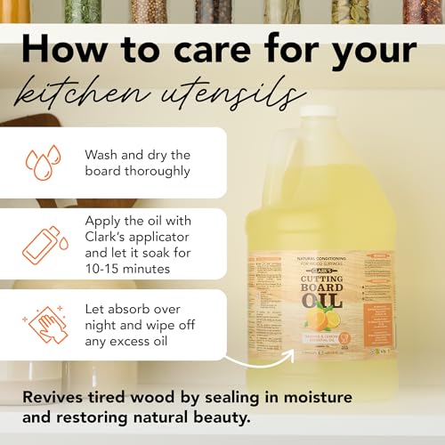 Cutting Board Oil - Food Grade Mineral Oil for Wood Cutting Board - Scented with Orange and Lemon Essential Oils - Butcher Block Conditioner - Restores All Wood - Made in USA, 1 Gallon - view 3