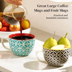 24 OZ Boho Mosaic Soup Mugs with Handle, Large Coffee Mugs Set of 4 - view 5