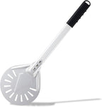 Pizza Turning Peel 8 Inch Round Anodized Aluminum Perforated Pizza Peel Turner With Metal Handle Pizza Paddle Spinner For Outdoor Pizza Oven Accessories