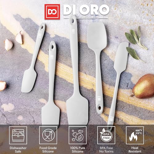 DI ORO Silicone Spatula Set - 600F Heat Resistant, 5-Pc Stone - view 3