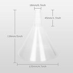 RHBLME 20 PCS Plastic Funnels Set, 4.7 Inch Wide Mouth Clear Plastic Funnels for Filling Bottles, Multipurpose Large Funnel with Long Reaching Spout, Water Bottle Funnel for Powder Liquid Spices