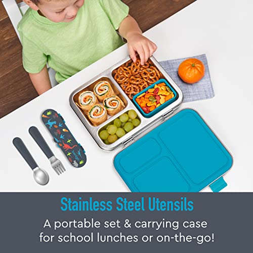 Kids Stainless Steel Utensil Set with Fork, Spoon, & Storage Case - view 2