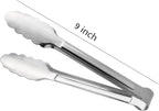 Serving Tongs, Stainless Steel Kitchen Cooking Food Buffet Salad Appetizer Tong 6 Pack 9 Inch