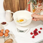 Digital Electronic Kitchen Scales - 2 Litre Dual Pour Mixing Bowl, Perfect for Cooking, Baking, Food/Liquid Weighing, Easy Read Display, Metric/Imperial, 15 Year - White with White Bowl - view 4