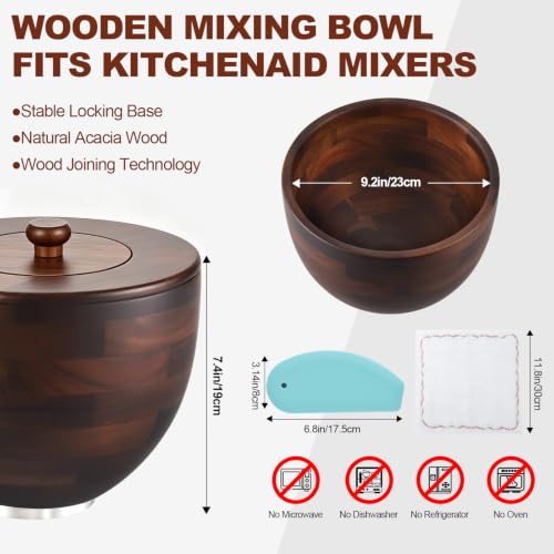 Premium Wood Mixing Bowl for K45 KSM150, 4.5&5 Qt Tilt-Head Models - view 2