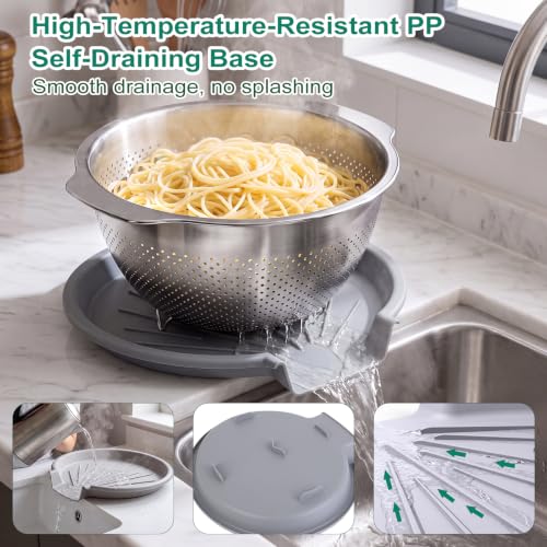 Stainless Steel Colander Set with Self-Draining Base for Edge of Sink - view 3