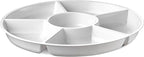 Plasticpro 6 Sectional Round Plastic Serving Tray/Platter (8, White)