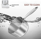 LOLYKITCH 1 & 2 & 3 Quarts Tri-Ply Stainless Steel Saucepan Set of 3,Induction Cooking Pots,Saucepans with Lids,Pots and Pans Set,Dishwasher and Oven Safe.