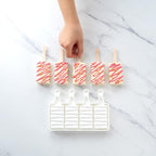 Pastry Tek 4 Cavities Popsicle Molds, 10 Rectangle Cakesicle Molds - Flexible, Freezable, White Silicone Cake Popsicle Molds, Easy Release, For Baking - Restaurantware