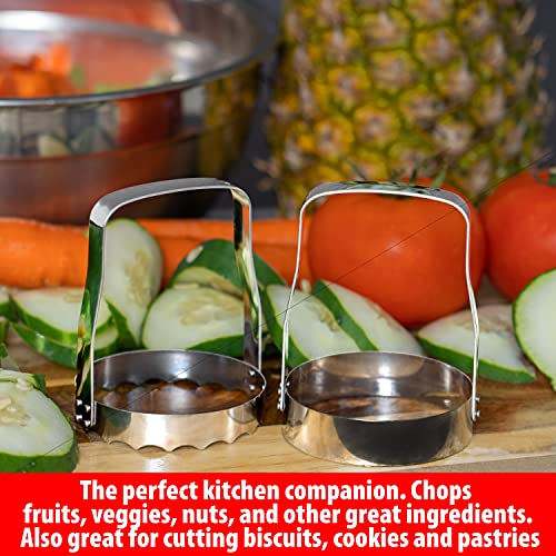 Hand Food Chopper Set - 1 Serrated & 1 Honed Stainless Steel Handheld Veggie Cutter with Handle for Salad, Fruit, Vegetables, Nuts, Biscuit, Cookie & Pastry - Easy to Use & Clean - Pack of 2 - view 3