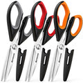 Kitchen Scissors, 3-Pack Heavy Duty Kitchen Shears with Stainless Steel Blades for Meat, Poultry, Herbs, Vegetables and Packaging, Dishwasher Safe Seafood Tools