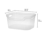 Sterilite 7 x 11 x 14.25 Inch Polished Open Scoop Front Storage Bin with Comfortable Carry Through Handles for Household Organization, Clear (24 Pack)