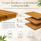 3-Piece Bamboo Cutting Boards - Large Wood Cutting Boards for Kitchen - view 7