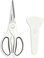 Kitchen Scissors with Magnetic Holder Heavy Duty Magnetic Scissors for Fridge, Kitchen Shears Magnet Sheath Set for Food Meat Pizza Herb Vegetables, White