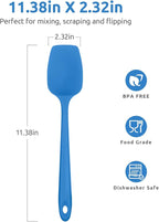 Heat Resistant Silicone Spoon Spatula: U-Taste 600ºF High Heat Flexible 11.38in Silicon Mixing Stirring Cooking Scraping Baking Bowl Scraper Seamless Spreader for Kitchen Nonstick Cookware (Lake Blue)