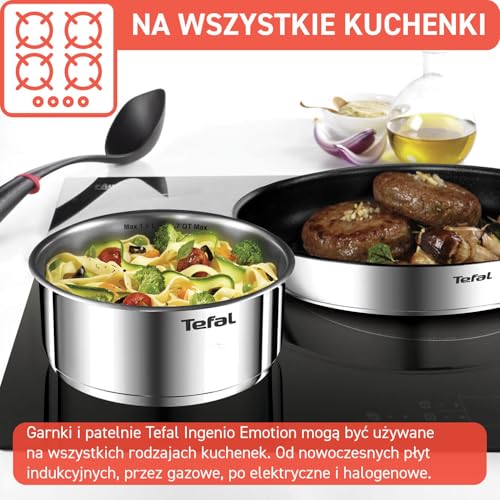 Tefal Ingenio L897SK04 20-Piece Cookware Set, Frying Pans with 2 Removable Handles, Induction, Non-Stick Coating, Stackable, Dishwasher Safe, Emotion L897SK04, Silver - view 6