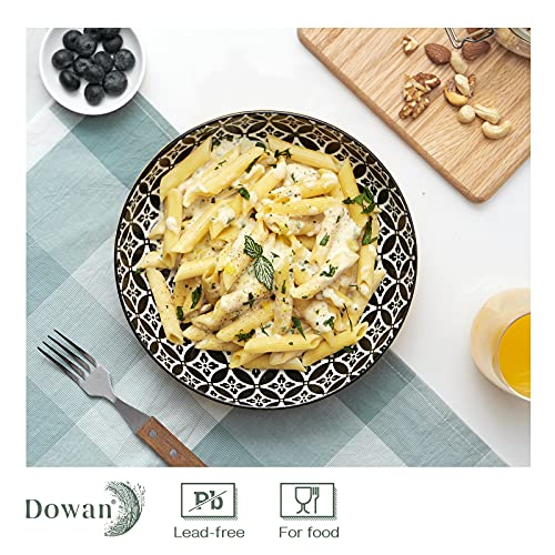 8.5" Vibrant Pasta, Salad & Soup Serving Bowls Set of 4, 35oz Embossed Large Porcelain Ceramic, Microwave & Dishwasher Safe, Bonita Design Perfect for Daily Dining, Family Gatherings, Party - view 5
