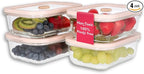 Ziruma Non-Toxic 2.6 Cup Glass Food Storage Containers With Lids - Soup Containers with Lids, Plastic Free Meal Prep, Airtight Food Container, Microwave and Freezer Safe, 4 Pack