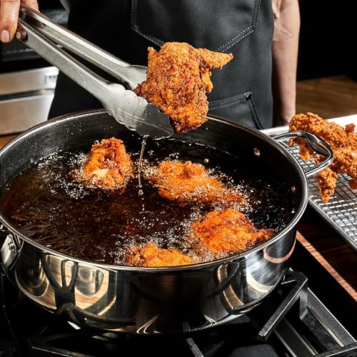 Hybrid Nonstick 18-Piece Cookware Set, 2, 3, and 8Qt Pots with Lids, 2 Silicone Trivets, 8", 10", and 12" Pans with Lids, 7Qt Chicken Fryer with Lid, and 14" Wok with Lid, Stay-Cool Handles - view 4