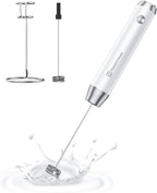 Maestri House Rechargeable Milk Frother with Stand, LunaFro Handheld Electric Foam Maker Waterproof Detachable Stainless Steel Whisk Drink Mixer Foamer for Lattes, Cappuccino