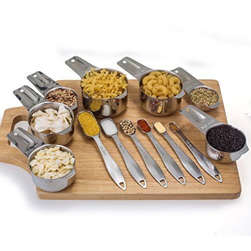 13-Piece Measuring Cups and Spoons Set, 18/8 Stainless Steel, Silver - view 6