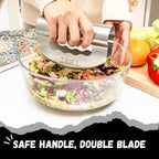 Nish Salad Choppers Mezzaluna Choppers with Protective Cover Mincing Knives Vegetable Knife Mezzaluna Mincer Double Blade Stainless Steel for Home Kitchen & Restaurant - view 5