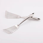 18/10 Stainless Steel Fish Spatula Set – 2 PCS All Metal Fish Spatula Turner, Shining Slotted Spatulas Set for Kitchen Use, Mirror Polished, Heavy-duty, Dishwasher Safe