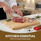 Wooden Chopping Board - Bamboo Chopping Board 42 x 30 x 1.6 cm, Pre-Oiled & Water-Repellent, Knife-Friendly Wooden Board Kitchen for Meat, Vegetables & Bread, Wooden Cutting Board - view 7