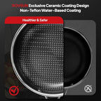 10 Pcs Non-Stick Cookware Set, Stainless Steel Pots and Pans Set with Lids, Non-Toxic Kitchen Set Chef's Pan, PFOA & PTFE Free, Compatible for All Cooktops - view 5