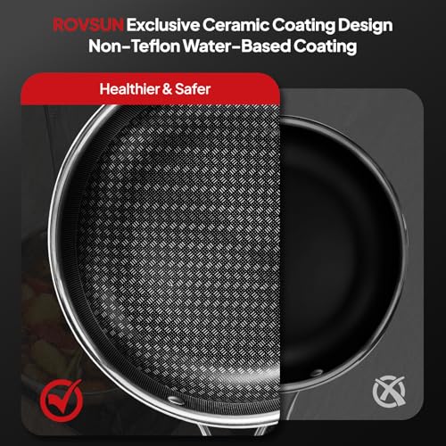 10 Pcs Non-Stick Cookware Set, Stainless Steel Pots and Pans Set with Lids, Non-Toxic Kitchen Set Chef's Pan, PFOA & PTFE Free, Compatible for All Cooktops - view 5