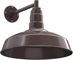 Steel Lighting Co. Gardena Barn Light | Outdoor Wall Mounted | 16" Dome | 11" Straight Arm | Farmhouse Light Made in America | Dark Bronze Exterior/Dark Bronze Interior