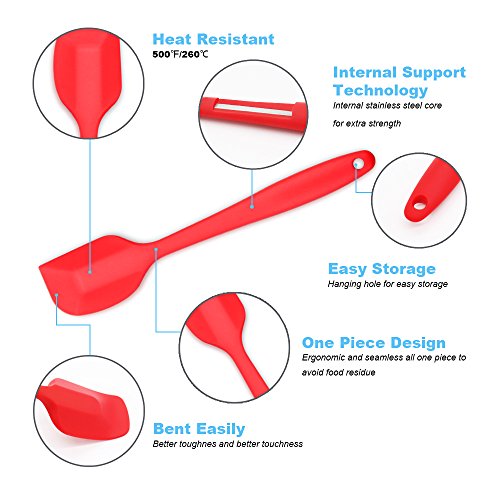 Silicone Spatula 4-piece Set,Heat-Resistant Spatulas,Non-stick Rubber Spatulas with Stainless Steel Core - view 4