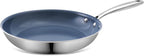 Stainless Steel Nonstick Frying Pan,8 Inch Healthy Non Toxic Ceramic Coating Cookware Works on Induction, Electric Stove and Gas Cooktops,PTFE PFAS PFOA Free Skillet,Dishwasher&Oven Safe