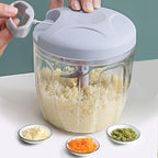Food Chopper,Garlic Chopper with Container,Vegetable Kitchen Cutter,Pull String Hand Manual Food Processor Sharp Blades Mincer Shredder for Cutting Onions Chili Ginger Seasoning (Green, 900ml)