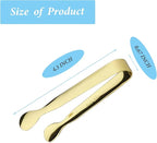6PCS Ice Tongs Mini Sugar Tongs 4.25Inch Stainless Steel Small Serving Tongs, Small Kitchen Tiny Tongs for Appetizers,Tea Party, Coffee Bar, Desserts (Gold)