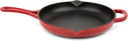 Larder & Vine Enameled Cast Iron Skillet | 10.25 inch Skillet | Saute Pan with Pour Spouts | Enamel Coated Cast Iron | Compatible on All Cooktops & Oven Safe to 500 F | Cabernet