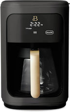 Beautiful 14 Cup Programmable Coffee Maker, Touch Display, 1200W, Brew Strength Control, Keep Warm, Pause & Serve, Glass Carafe, Reusable Filter, Auto Shut-Off, Matte Finish (Black Sesame)