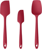 U-Taste Silicone Baking Spatula Set: 480ºF High Heat Resistant, Food Grade Flexible Rubber Kitchen Cooking Mixing Scraper, Food Grade Seamless Utensil for Nonstick Cookware Set of 3 (Red)