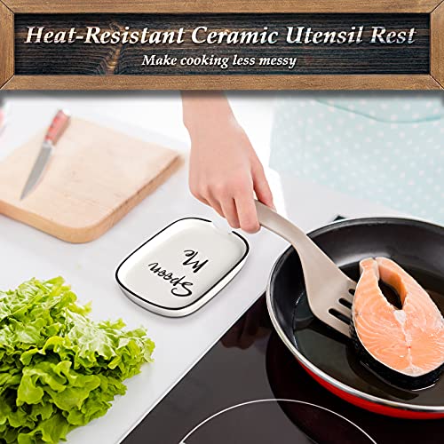 Ceramic Spoon Rest for Stove Top, Large Spoon Holder for Kitchen Counter, White Coffee Spoon Rest, Heat-Resistant Cooking Utensil Rest, Modern Farmhouse Kitchen Décor - view 4