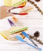 4Pcs Silicone Tongs, Kitchen Tongs 7” Non-slip & Easy Grip Stainless Steel Handle - Smart Locking Clip - Heat Resistant, Food Grade