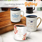 Floral Ceramic Coffee Mug with Gold Rim, 14 oz. - view 5