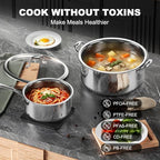 8pc Hybrid Stainless Steel Pot Set,8qt Soup Pot & 2/3qt Saucepans - view 4