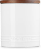 Le Creuset Signature Salt Cellar and Storage Canister with Wood Lid, 1.2 qt., White