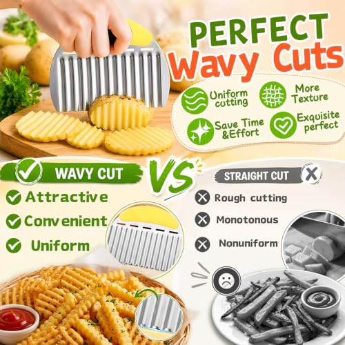Large Crinkle Cutter, Stainless Steel Vegetable Wavy Chopper - view 3
