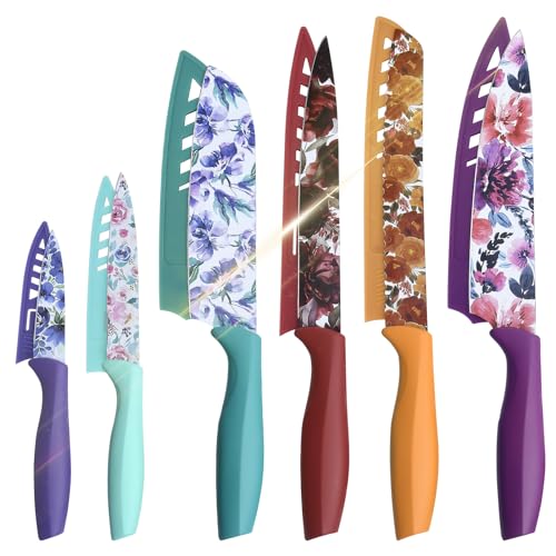Knife Set, 12-piece Kitchen Knife Set Nonstick Coated