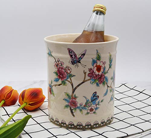 Utensil Crocks Extra Large Kitchen Utensil Holder for Countertop Ceramic Cooking Utensils Butterfly Ice Crack - view 6