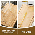 Wooden Chopping Board - Bamboo Chopping Board 42 x 30 x 1.6 cm, Pre-Oiled & Water-Repellent, Knife-Friendly Wooden Board Kitchen for Meat, Vegetables & Bread, Wooden Cutting Board - view 6