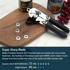 Manual Can Opener, Super Sharp Sandvik 12C27 Blade, Handheld Can Opener with Magnet, Smooth Edge Cut, Soft Grip, Oversized Knob for Seniors & Arthritis, Easy to Use, Black - view 2