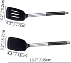 Silicone Kitchen Utensils Set, 4-Piece Non-Stick Cooking Tools, Large Spatulas with Pasta Fork and Ladle, Black